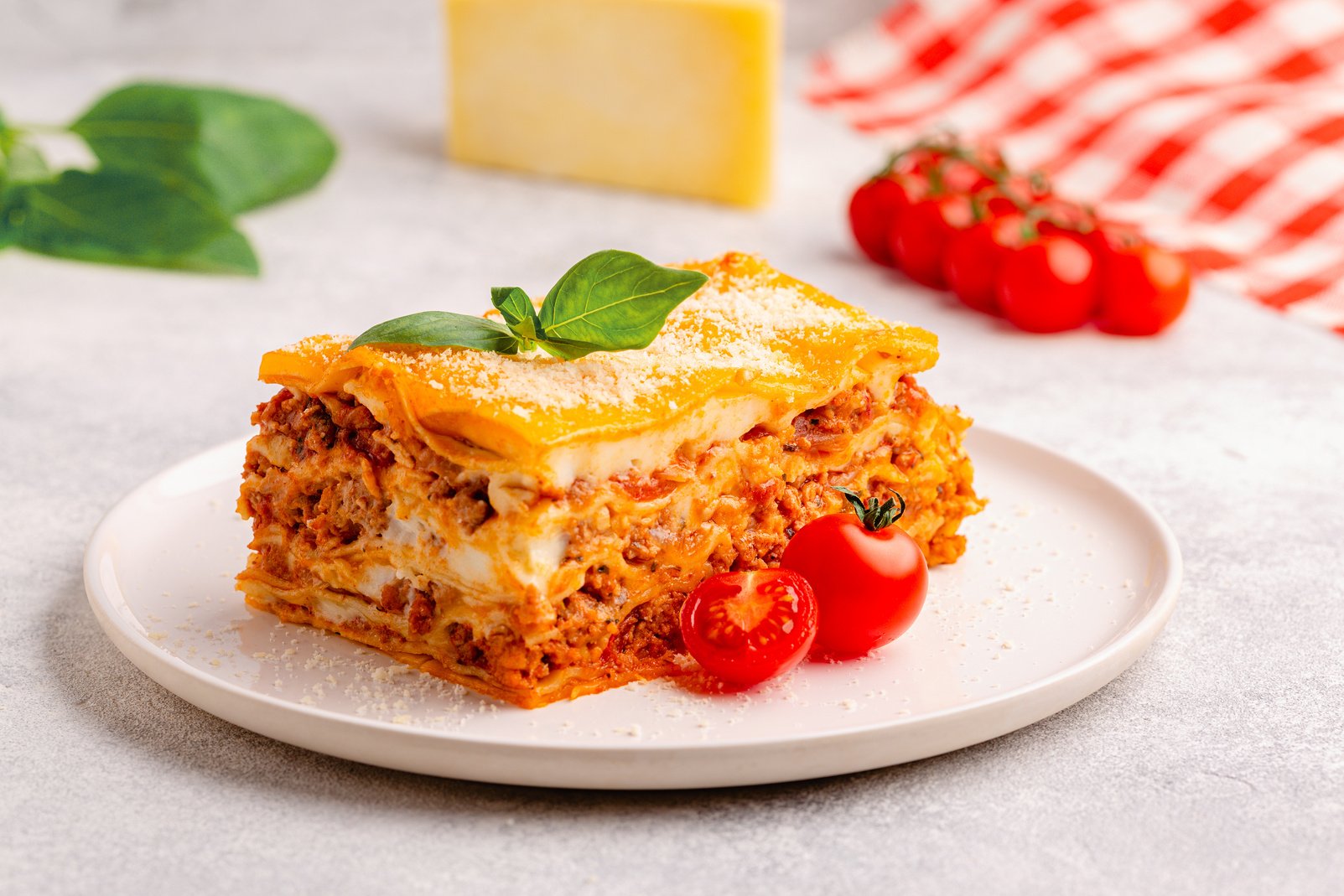 Traditional lasagna with bolognese sauce